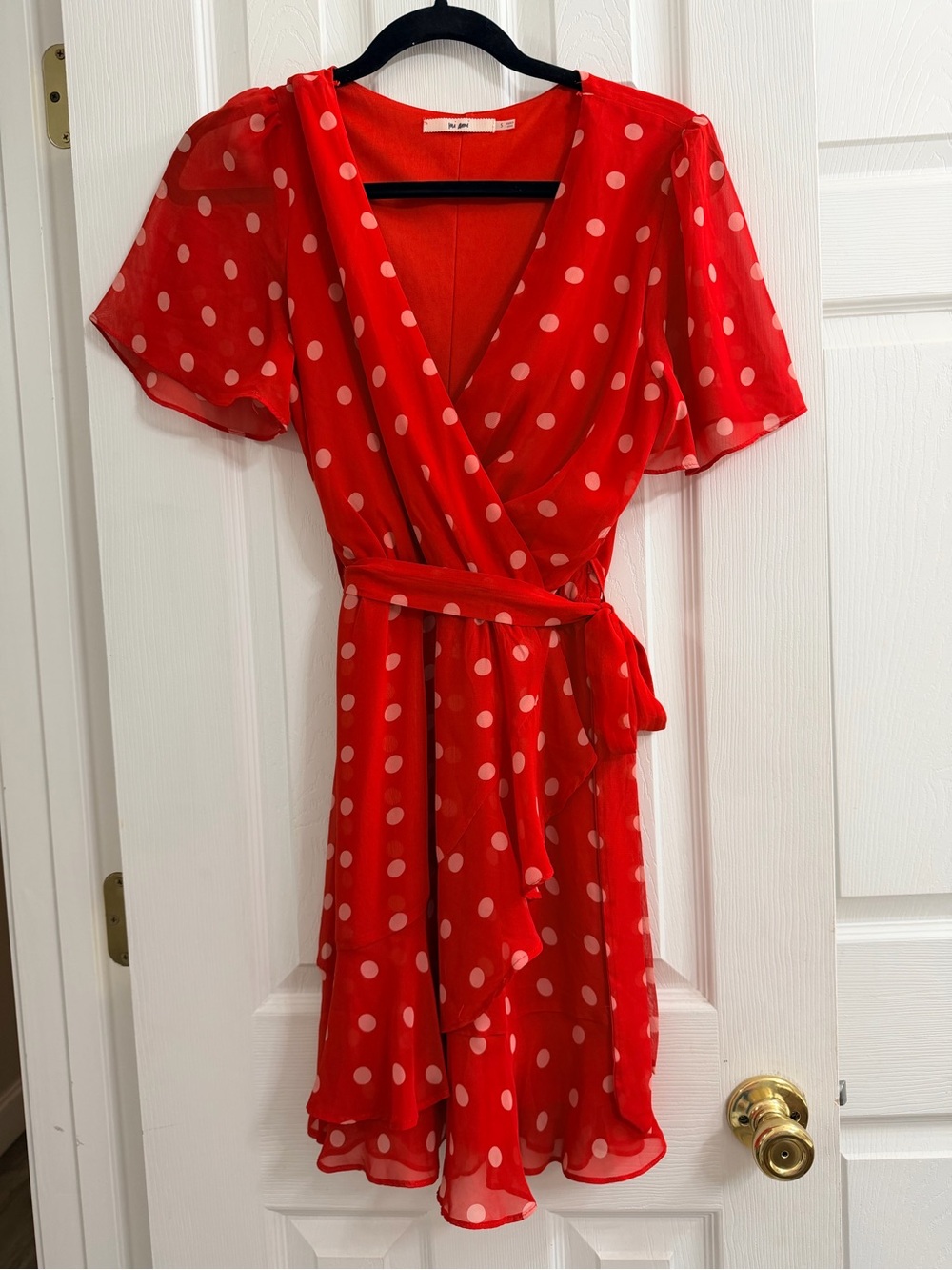 miami Red Polka Dot Wrap Mini Dress